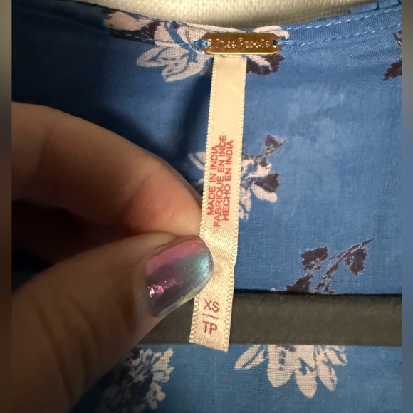 Free People Amanda Ruffle Top in Blue and White Cool Combo Size XS - Picture 7 of 15